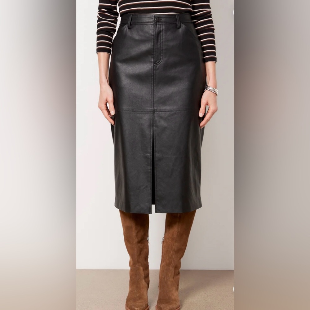 Sanctuary ‘Triple Threat’ Black Midi  Faux Leather Skirt - Picture 5 of 5